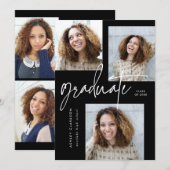 Invitation Calligraphie moderne Cinq Parti de graduation phot (Devant / Derrière)