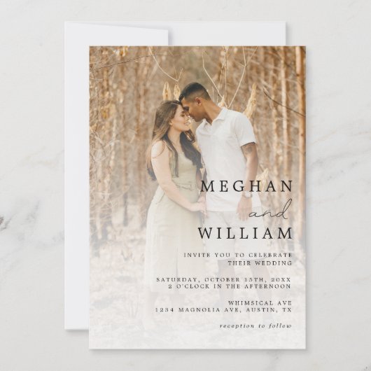 Invitation Calligraphie moderne Collage photo Code QR Mariage (Devant)