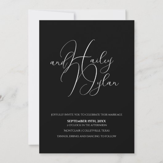 Invitation Calligraphie moderne Collage photo QR Code noir (Devant)