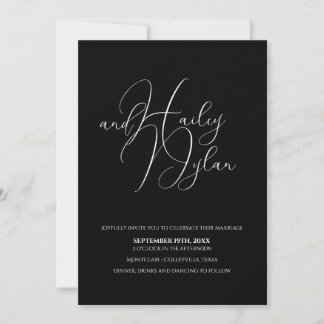 Invitation Calligraphie moderne Collage photo QR Code noir