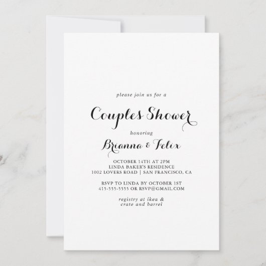 Invitation Calligraphie moderne Couples Douche (Devant)