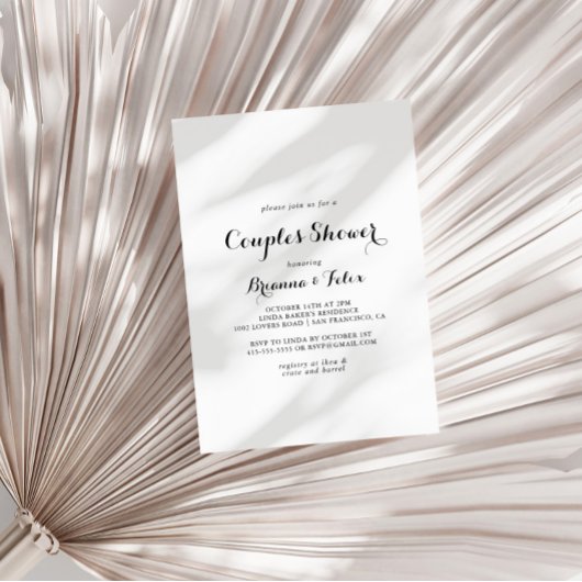 Invitation Calligraphie moderne Couples Douche
