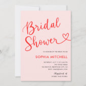 Invitation Calligraphie Moderne de Cœur Mariage Rose Rouge (Devant)