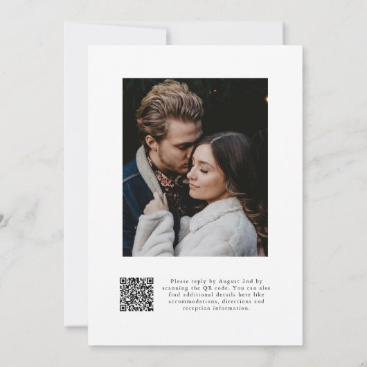 Invitation Calligraphie moderne Deux photos Code QR Mariage (Dos)