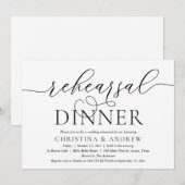 Invitation Calligraphie moderne, dîner de répétition de maria (Devant / Derrière)