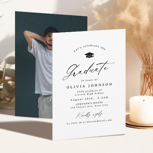 Invitation Calligraphie moderne Diplôme photo simple