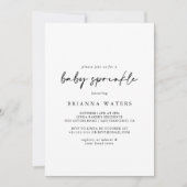 Invitation Calligraphie Moderne Élégant Bébé Sprinkel (Devant)