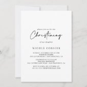 Invitation Calligraphie Moderne Élégant Christening (Devant)