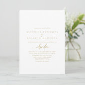 Invitation Calligraphie moderne Elegant or Mariage espagnol (Debout devant)