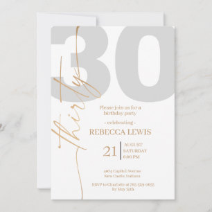 Invitation Calligraphie Moderne Élégante 30 Anniversaire Adul