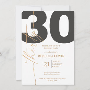 Invitation Calligraphie Moderne Élégante 30 Anniversaire Adul