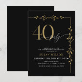 Invitation Calligraphie moderne élégante 40e anniversaire (Devant / Derrière)