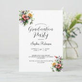Invitation Calligraphie moderne Elégante Floral Grad Party (Debout devant)