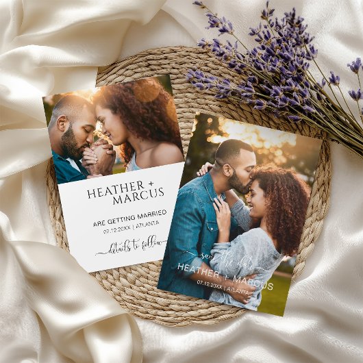 Invitation Calligraphie moderne Elégante Photo Enregistrer la