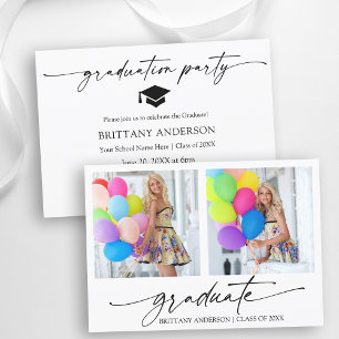 Invitation Calligraphie moderne Encre 2 Photo Graduation Part