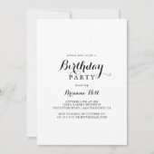 Invitation Calligraphie moderne fête d'anniversaire (Devant)
