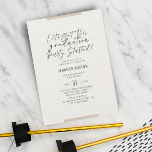 Invitation Calligraphie moderne Fête de graduation beige