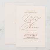 Invitation Calligraphie moderne Fête de l'mariée virtuelle Or (Devant / Derrière)