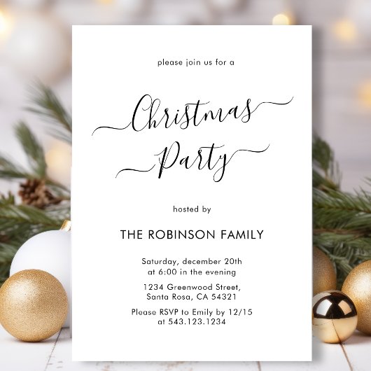 Invitation Calligraphie moderne Fête de Noël