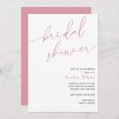 Invitation Calligraphie moderne Fête des mariées rose simple (Devant / Derrière)