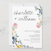 Invitation Calligraphie moderne Fleur sauvage d'été Mariage (Devant)