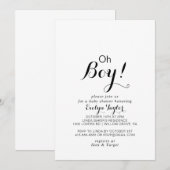 Invitation Calligraphie moderne Formel Oh Boy Baby shower (Devant / Derrière)