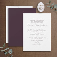 Calligraphie moderne formelle Plum Purple Mariage