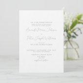 Invitation Calligraphie moderne formelle Sage Mariage vert (Debout devant)