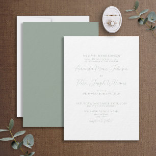 Invitation Calligraphie moderne formelle Sage Mariage vert