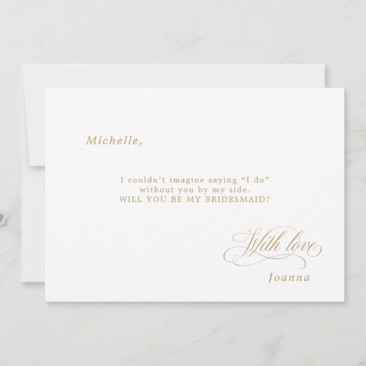 Invitation Calligraphie moderne Gold Seras-Tu Ma Femme (Dos)