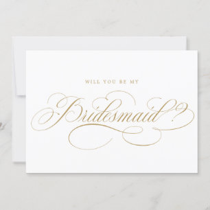 Invitation Calligraphie moderne Gold Seras-Tu Ma Femme