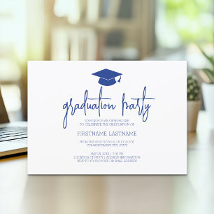Invitation Calligraphie Moderne Graduation Minimale Marine
