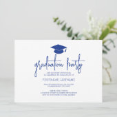 Invitation Calligraphie Moderne Graduation Minimale Marine (Debout devant)