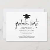 Invitation Calligraphie moderne Graduation minimale Noir (Devant)