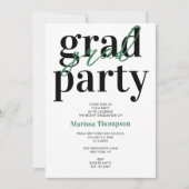 Invitation Calligraphie moderne Green Graduation Party (Devant)