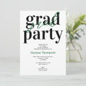 Invitation Calligraphie moderne Green Graduation Party (Debout devant)