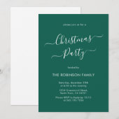 Invitation Calligraphie moderne Green Holiday Christmas Party (Devant / Derrière)