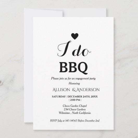 Invitation Calligraphie moderne i do bbq (Devant)