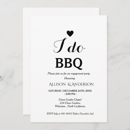 Invitation Calligraphie moderne i do bbq (Devant / Derrière)