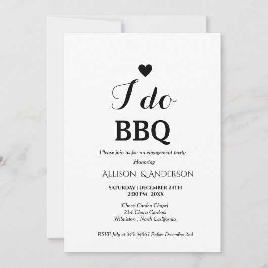 Invitation Calligraphie moderne i do bbq (Devant)
