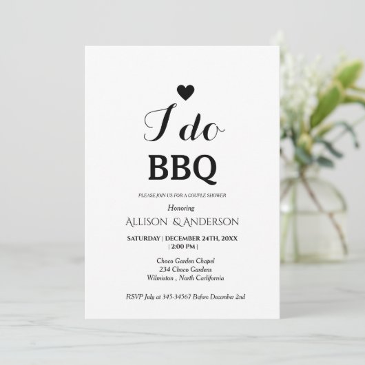 Invitation Calligraphie moderne i do bbq Couple douche (Debout devant)