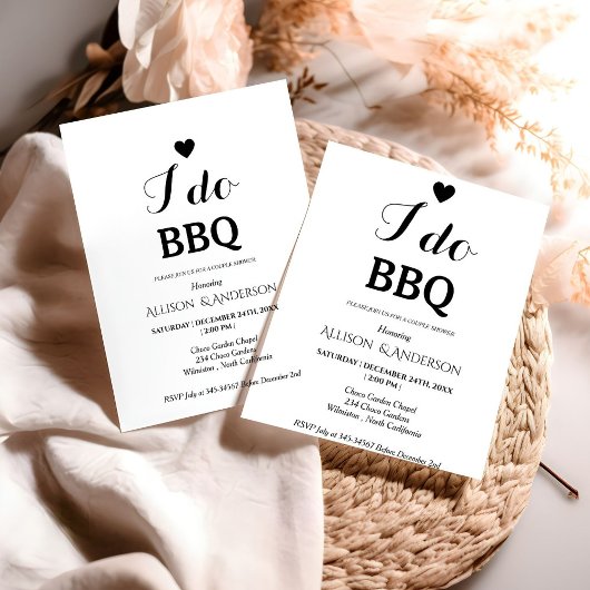 Invitation Calligraphie moderne i do bbq Couple douche