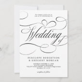 Invitation Calligraphie moderne intemporelle Noir blanc maria (Devant)