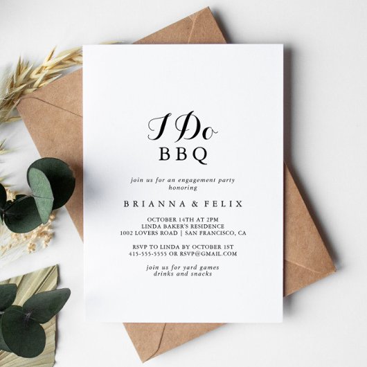 Invitation Calligraphie moderne Je fais BBQ Engagement Party