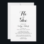 Invitation Calligraphie moderne Lui ou elle Révélation de gen<br><div class="desc">Cette calligraphie moderne que son sexe révèle l'invitation est parfaite pour une simple célébration de baby shower. Le design comporte une belle police dans un arrière - plan blanc pour embellir votre événement.</div>