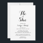 Invitation Calligraphie moderne Lui ou elle Révélation de gen<br><div class="desc">Cette calligraphie moderne que son sexe révèle l'invitation est parfaite pour une simple célébration de baby shower. Le design comporte une belle police dans un arrière - plan blanc pour embellir votre événement.</div>