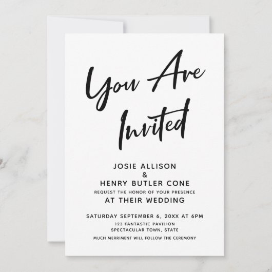 Invitation Calligraphie moderne Mariage (Devant)