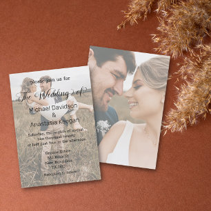 Invitation calligraphie moderne mariage disparu 2 photos