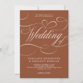 Invitation Calligraphie moderne Mariage en terre cuite intemp (Devant)