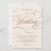 Invitation Calligraphie moderne Mariage en terre cuite intemp (Devant)